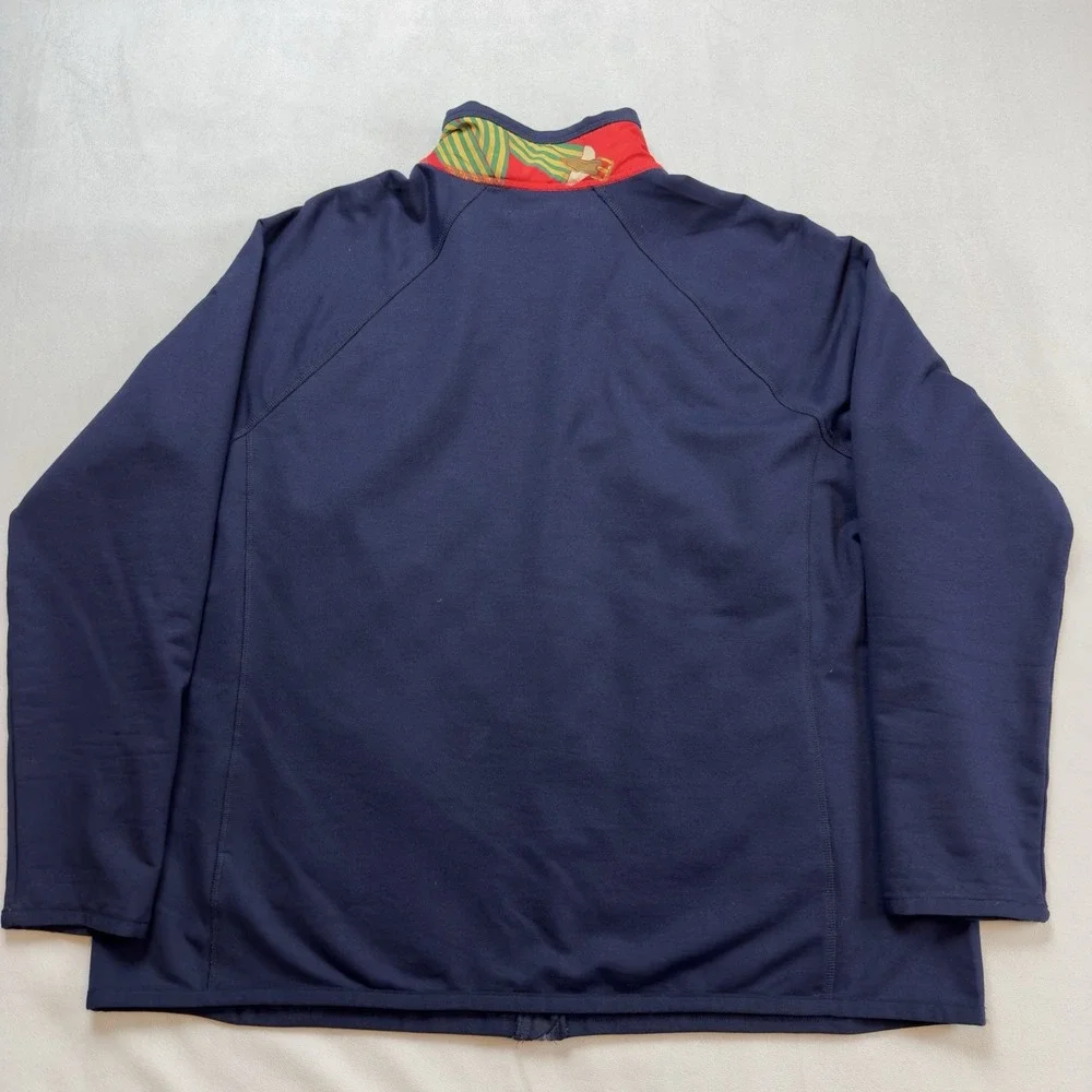 LRL Ralph Lauren Active Equestrian Horse Womens 2X Zip Quilted Jacket Blue Red‎